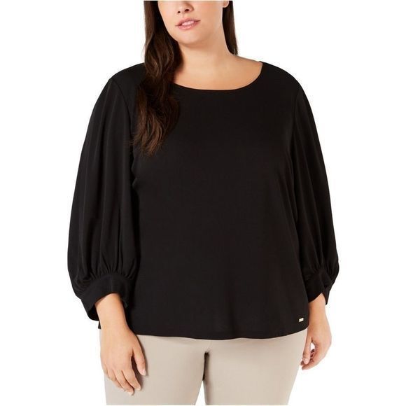 Calvin Klein Balloon Sleeve Pullover Blouse - Picture 1 of 10